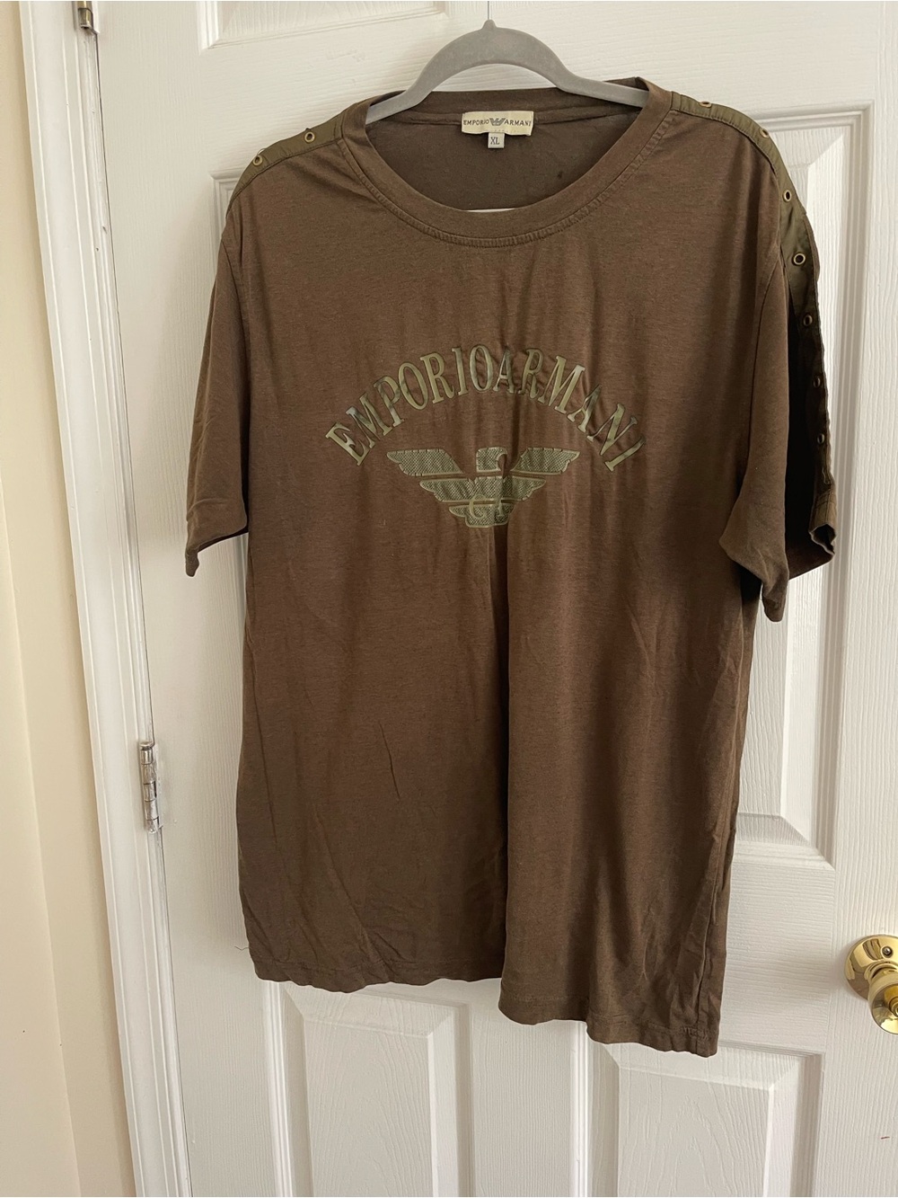 Emporio Armani Brown Logo Short-Sleeve Crewneck Tee